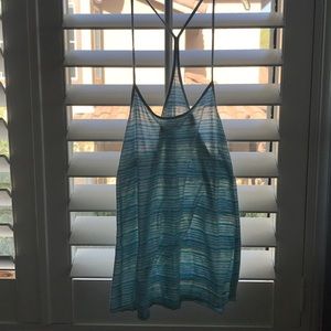 Blue and white striped tank top